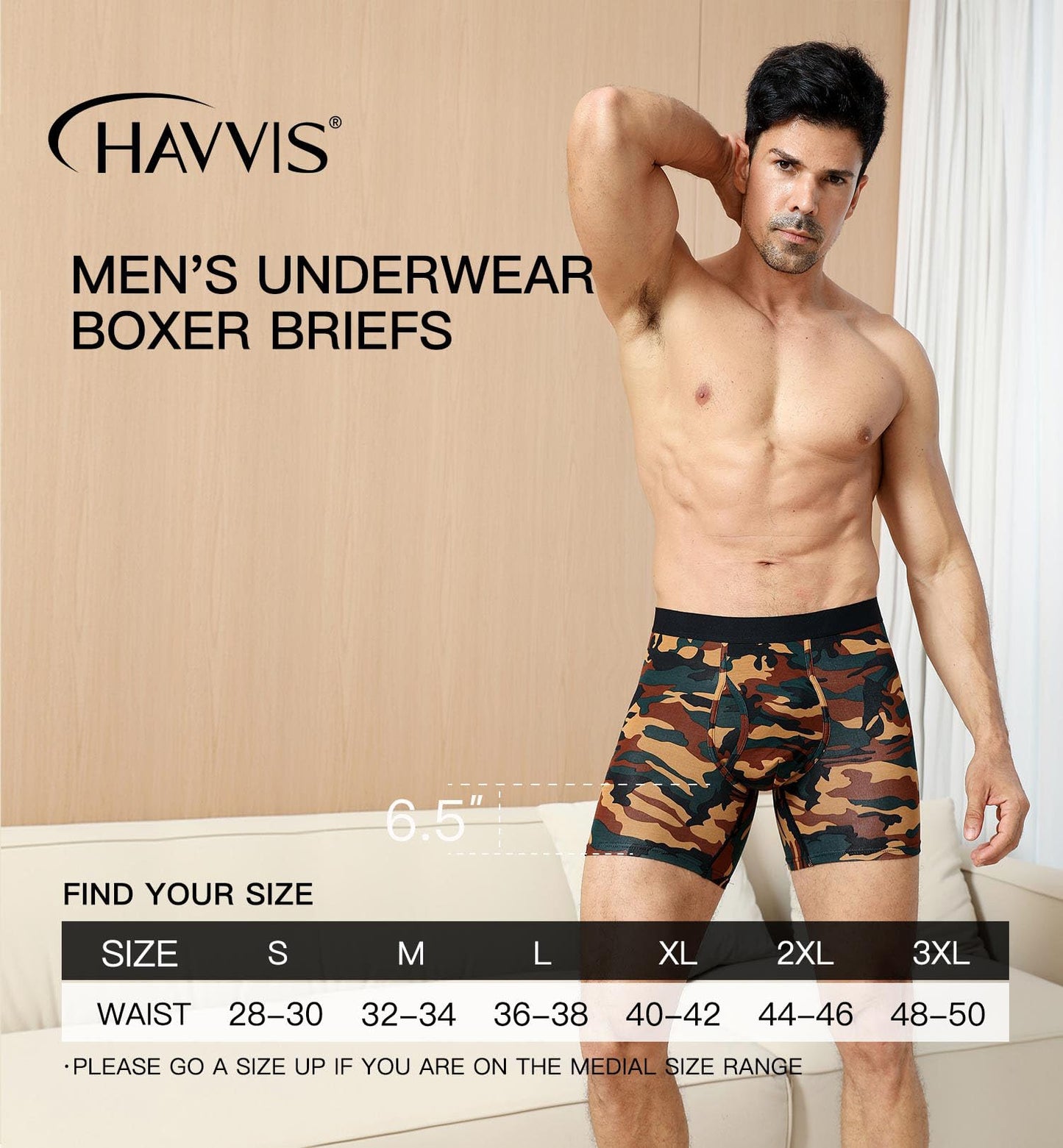 HAVVIS Men's Performance Underwear Boxer Large, Briefs : B03 - 6 Pack