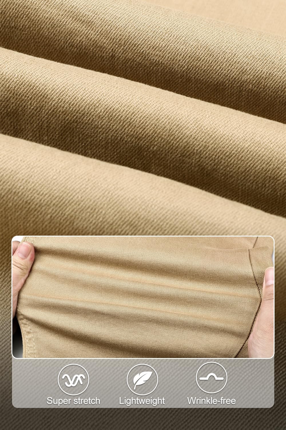 GINGTTO Skinny Jeans Men Slim Fit Stretch Khaki Cotton 34W x 30L,