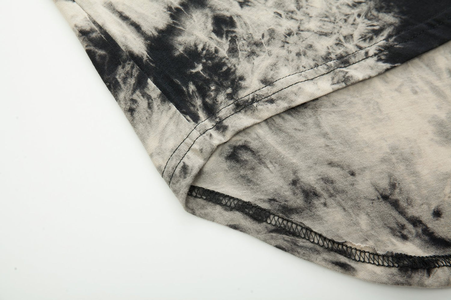 Mens Hip Hop Tie-Dyed Hipster Curve Hem T Shirt