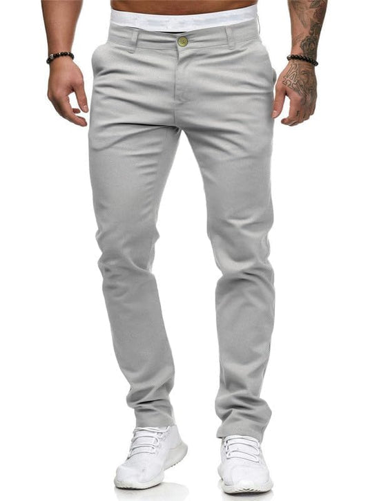HUNGSON Men Skinny Slim Fit Casual Jeans Dyeing Stretch 34, Lightgrey