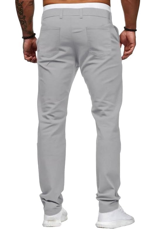 HUNGSON Men Skinny Slim Fit Casual Jeans Dyeing Stretch 34, Lightgrey