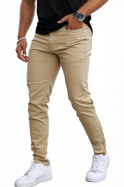 GINGTTO Skinny Jeans Men Slim Fit Stretch Khaki Cotton 34W x 30L,