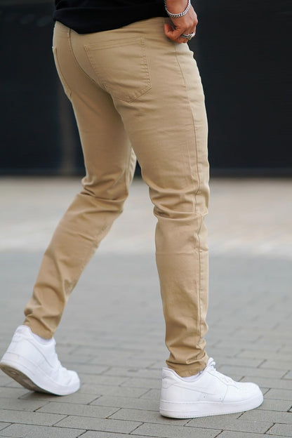 GINGTTO Skinny Jeans Men Slim Fit Stretch Khaki Cotton 34W x 30L,