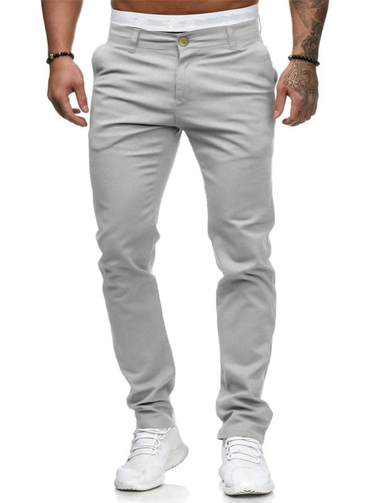 HUNGSON Men Skinny Slim Fit Casual Jeans Dyeing Stretch 34, Lightgrey