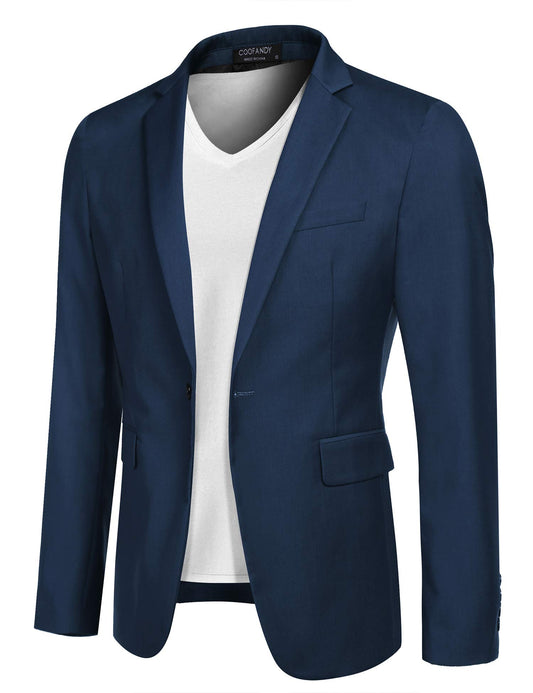 COOFANDY Mens One Button Sport Coat Regular Fit Casual Blazer Medium, Blue