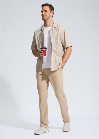 Pudolla Golf Pants for Men Stretch Dress Mens Work 32W x 32L, Khaki