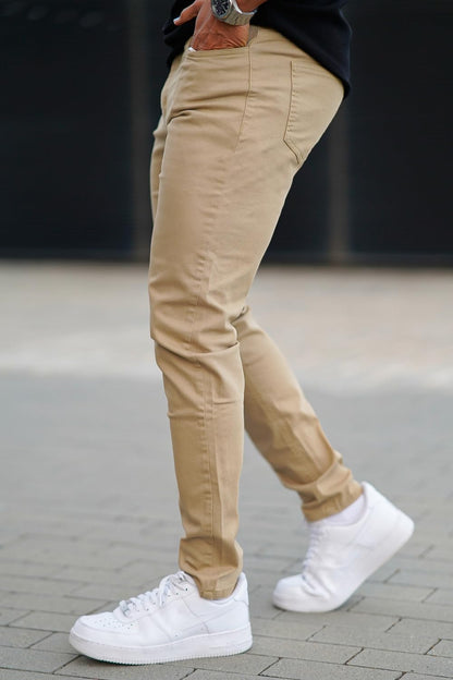 GINGTTO Skinny Jeans Men Slim Fit Stretch Khaki Cotton 34W x 30L,