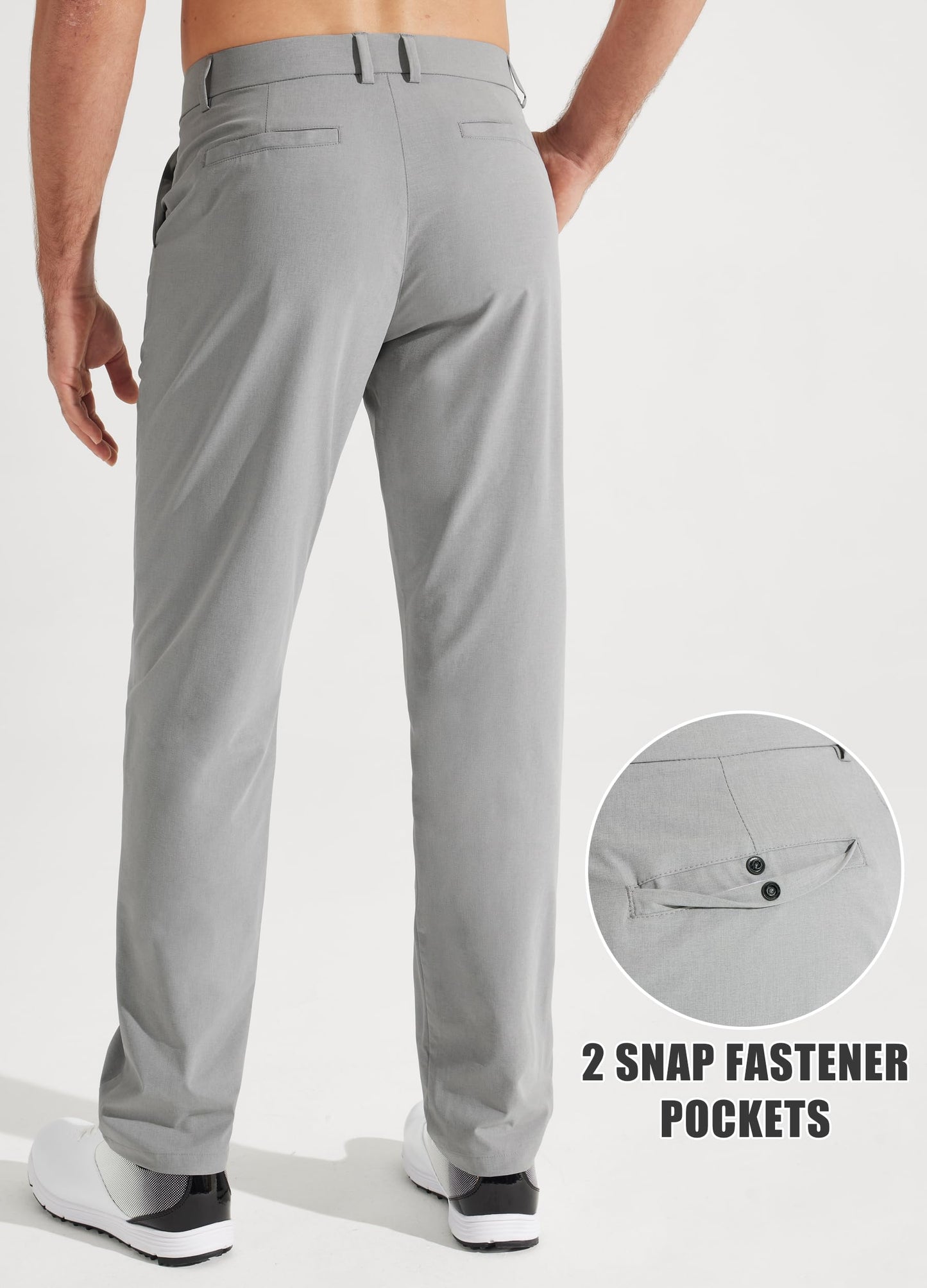 Libin Mens Golf Pants Classic Fit Stretch Work Dress 32W x 32L, Light Grey