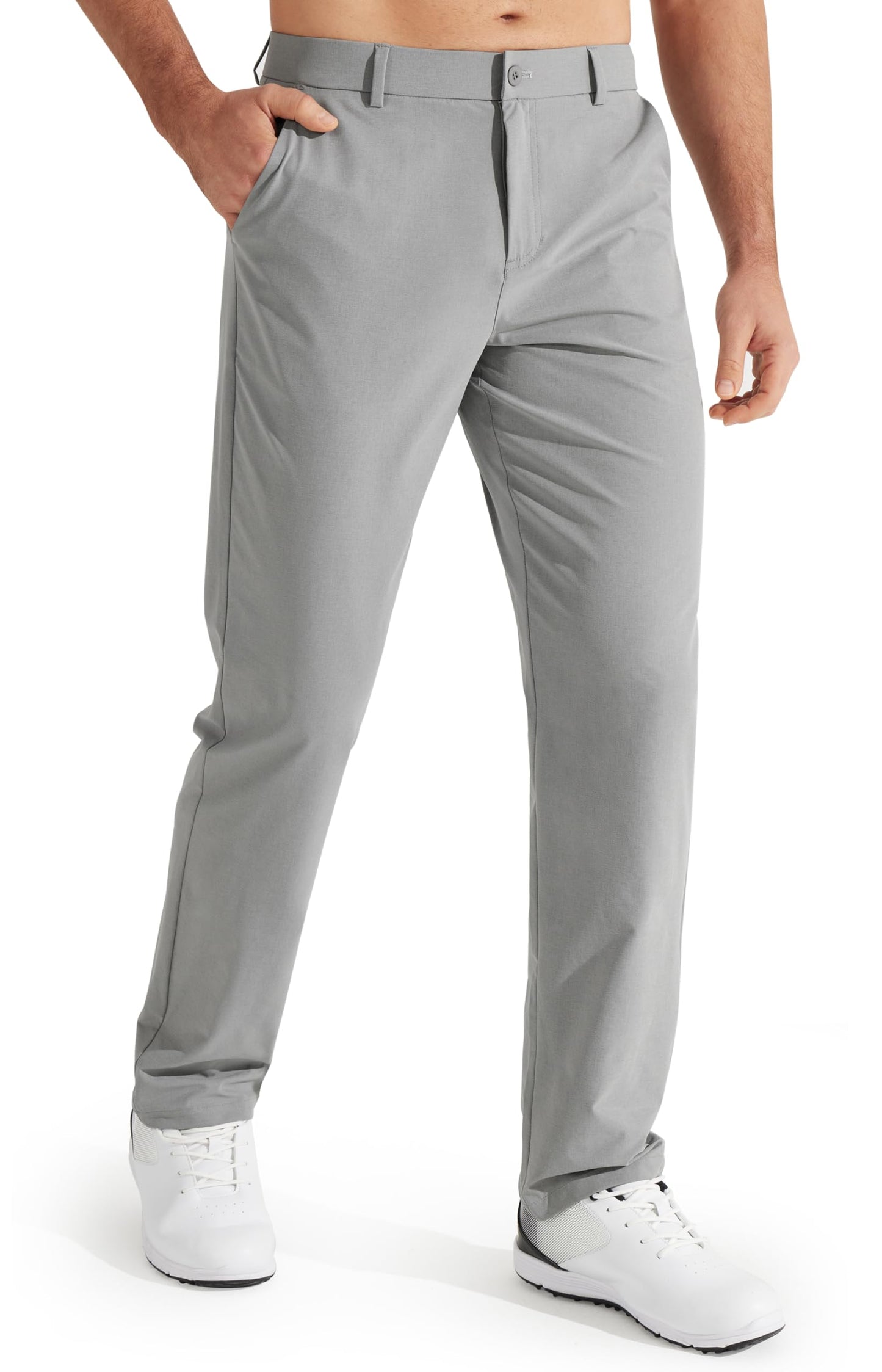 Libin Mens Golf Pants Classic Fit Stretch Work Dress 32W x 32L, Light Grey