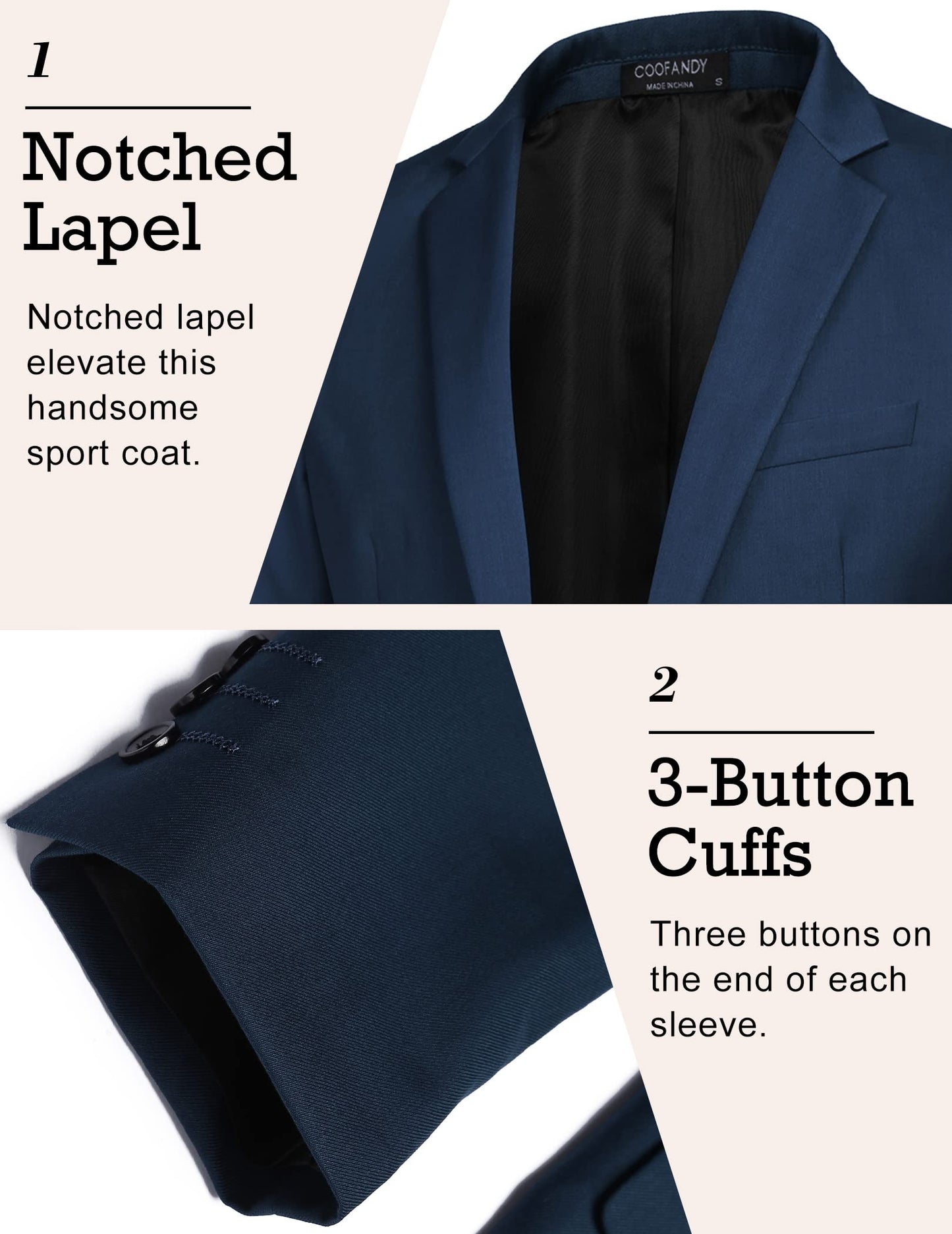 COOFANDY Mens One Button Sport Coat Regular Fit Casual Blazer Medium, Blue