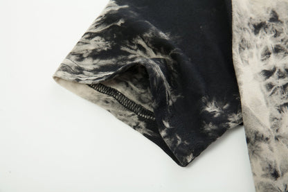 Mens Hip Hop Tie-Dyed Hipster Curve Hem T Shirt