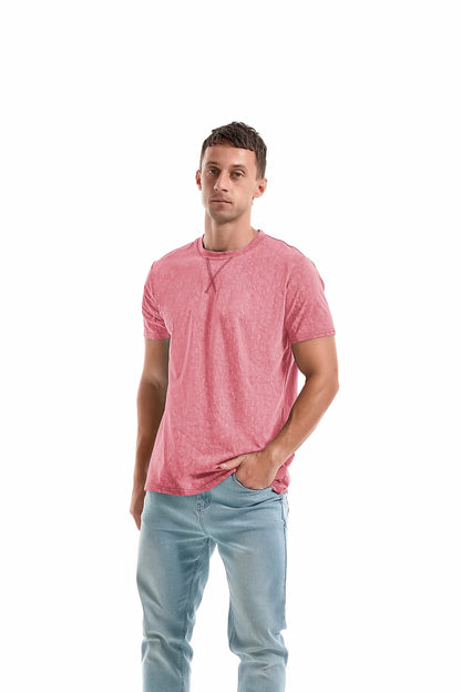 KLIEGOU Men's T-Shirts - Elasticity Cotton Crew Neck Tees X-Large, 2166 Pink