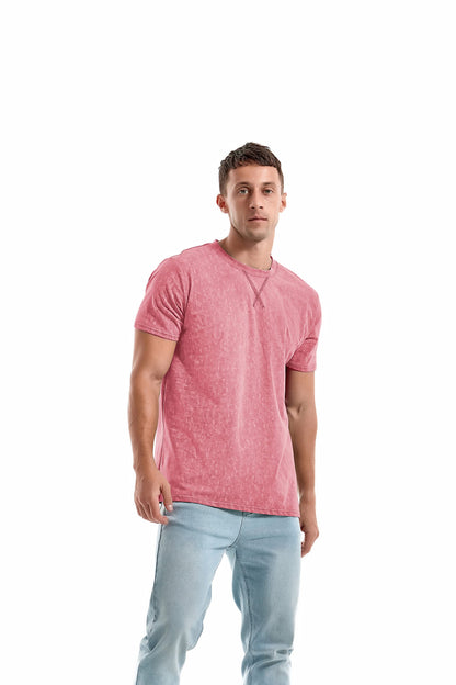 KLIEGOU Men's T-Shirts - Elasticity Cotton Crew Neck Tees X-Large, 2166 Pink