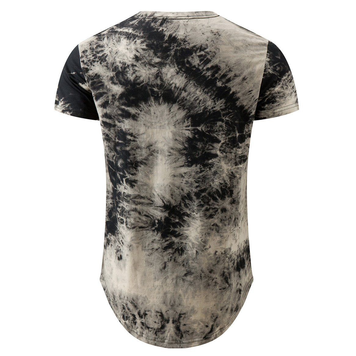 Mens Hip Hop Tie-Dyed Hipster Curve Hem T Shirt