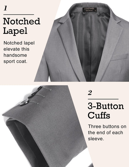 COOFANDY Mens Regular Fit Sport Coat Casual Blazer Jacket Medium, Light Grey