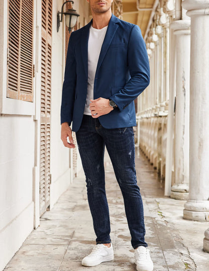 COOFANDY Mens One Button Sport Coat Regular Fit Casual Blazer Medium, Blue