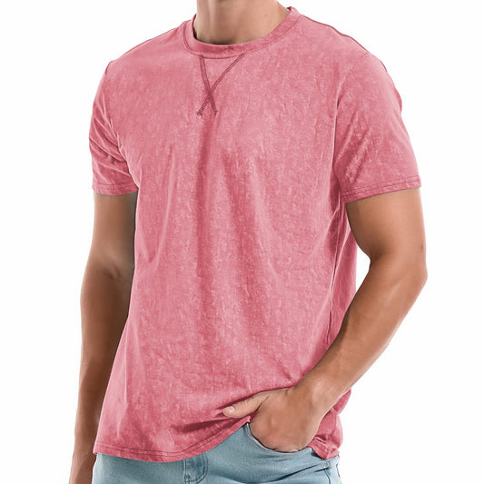 KLIEGOU Men's T-Shirts - Elasticity Cotton Crew Neck Tees X-Large, 2166 Pink