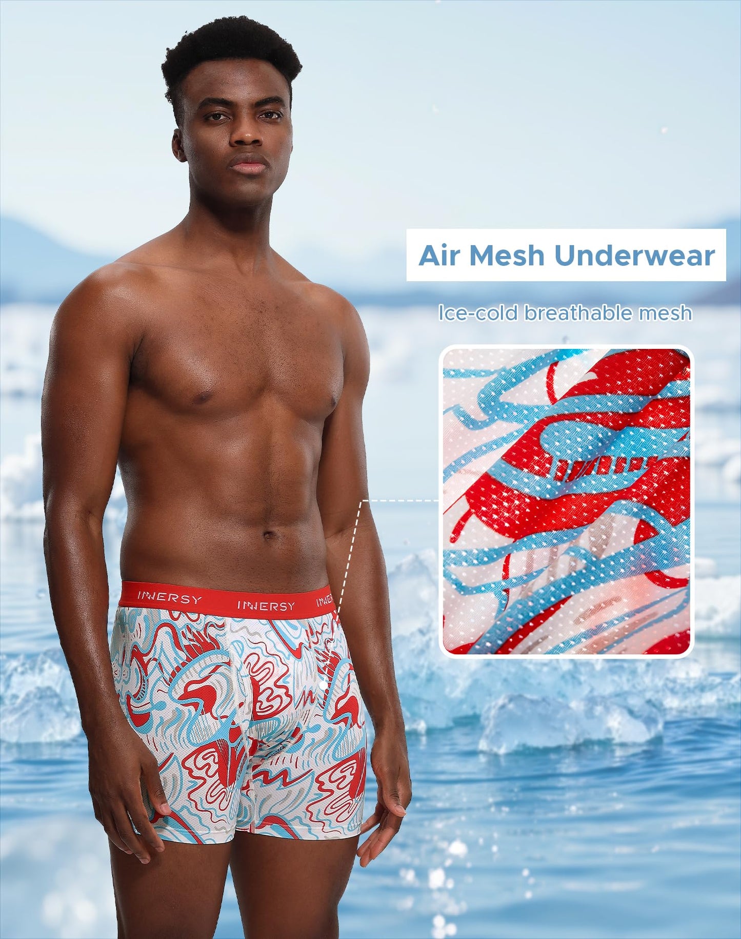 INNERSY Men's Breathable Mesh Boxer Briefs Cooling Large, Graffiti Art