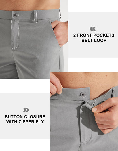 Libin Mens Golf Pants Classic Fit Stretch Work Dress 32W x 32L, Light Grey