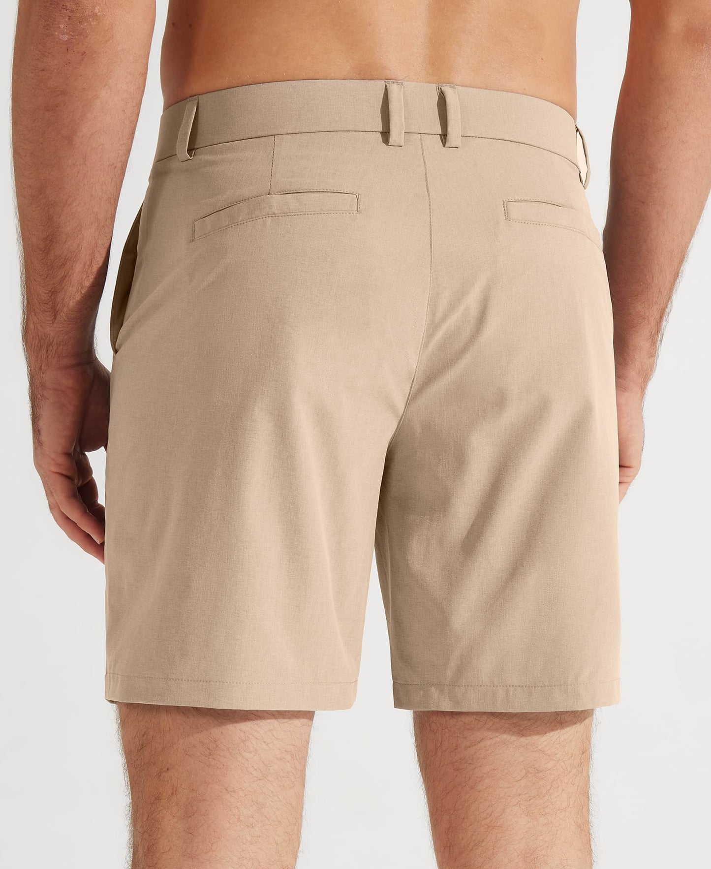 Libin Men's Golf Shorts 7" Work Dress Casual Flat Front 32, 7"- Khaki