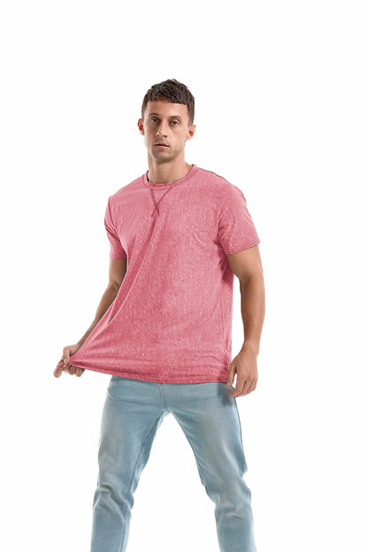 KLIEGOU Men's T-Shirts - Elasticity Cotton Crew Neck Tees X-Large, 2166 Pink