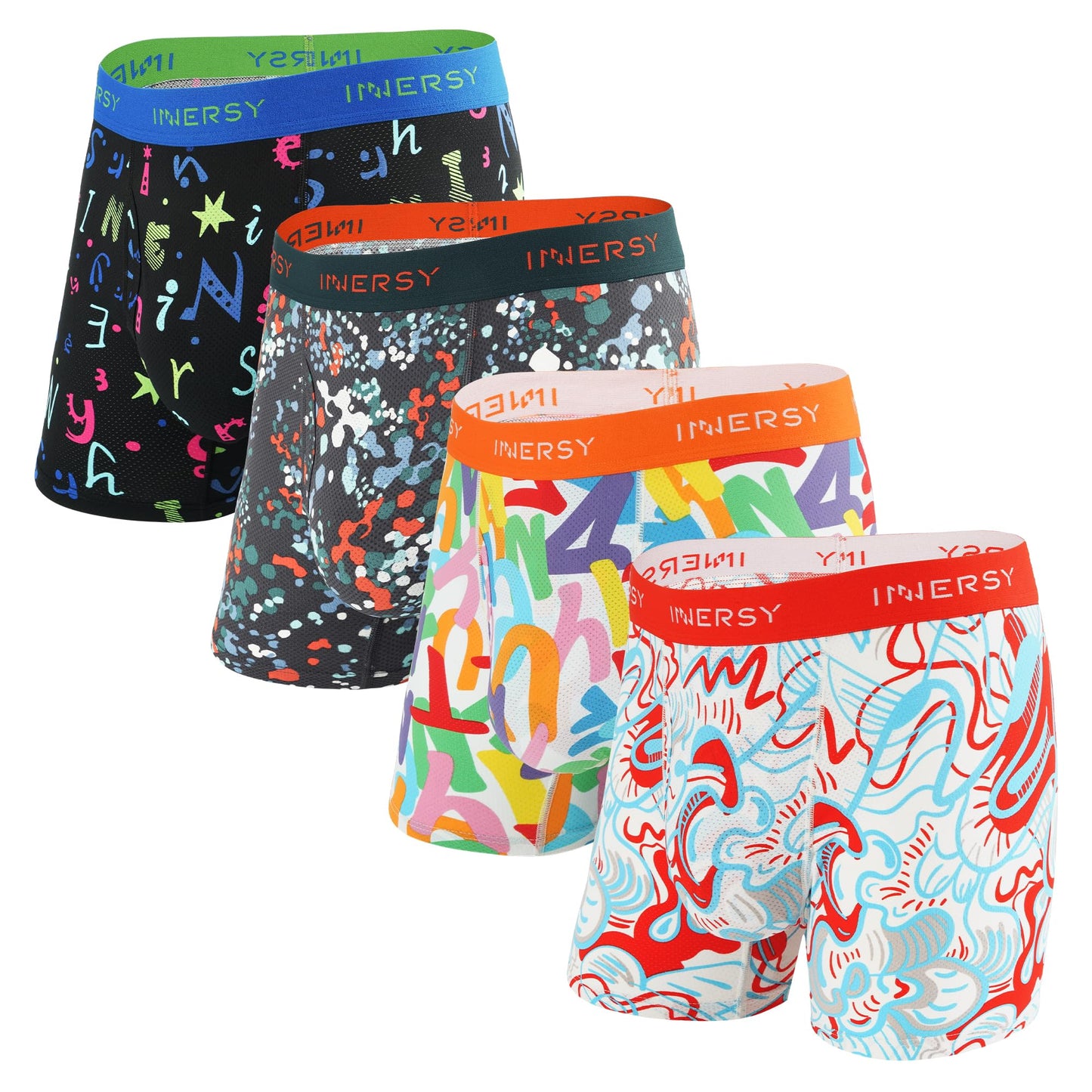INNERSY Men's Breathable Mesh Boxer Briefs Cooling Large, Graffiti Art