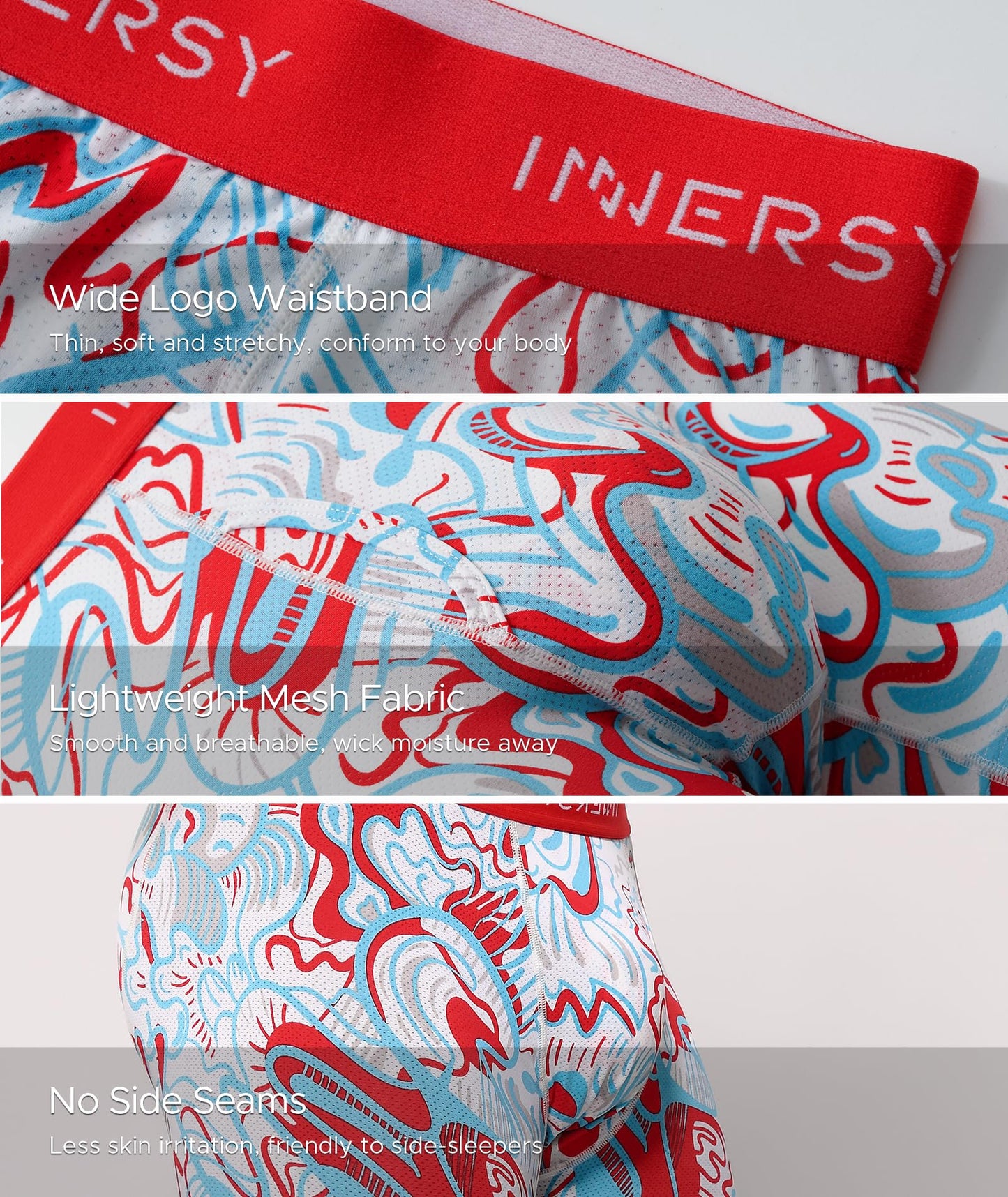 INNERSY Men's Breathable Mesh Boxer Briefs Cooling Large, Graffiti Art