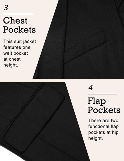 COOFANDY Mens Casual Sports Coat Slim Fit Lightweight Blazer Medium, Black