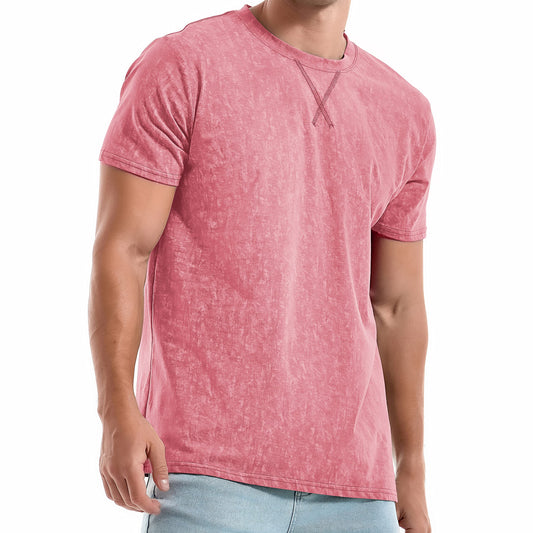 KLIEGOU Men's T-Shirts - Elasticity Cotton Crew Neck Tees X-Large, 2166 Pink